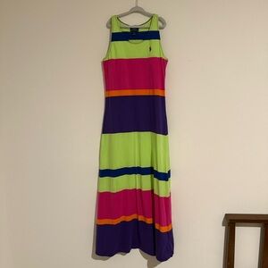 Polo Ralph Lauren Girls Tank Maxi-Dress Vacation Color block Size L (12-14)